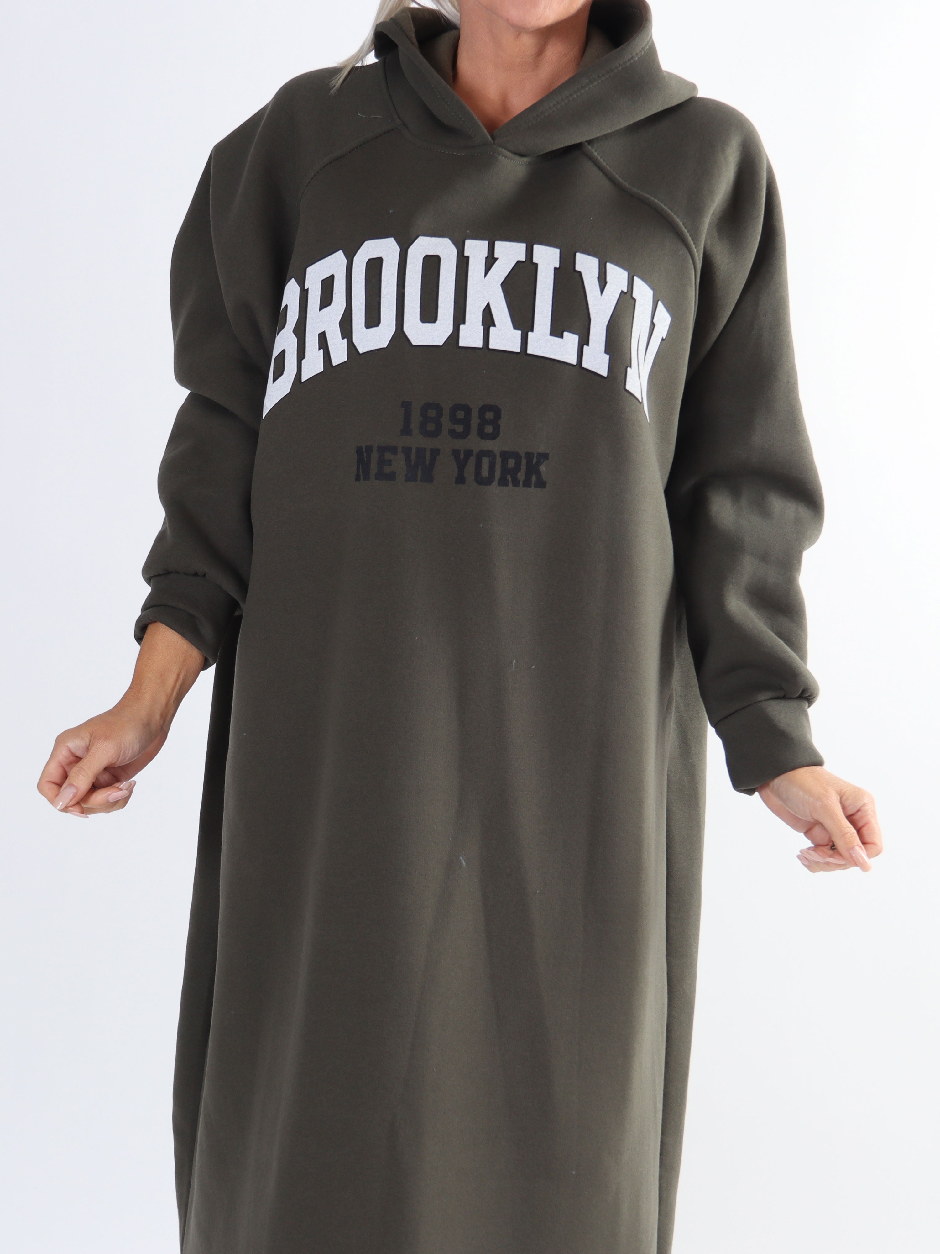 Angela - Lang plus size hoodiekjole i bomuld